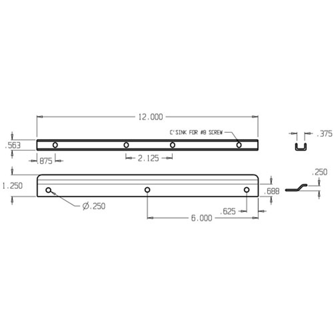 ILP-212-BP Don Jo In-Swinging Latch Protector Dimensional View