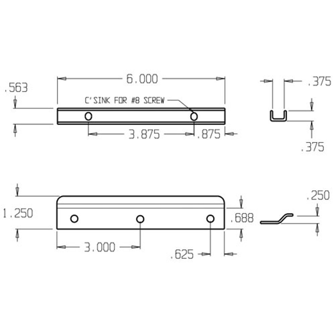 ILP-206-SL Don Jo In-Swinging Latch Protector Dimensional View