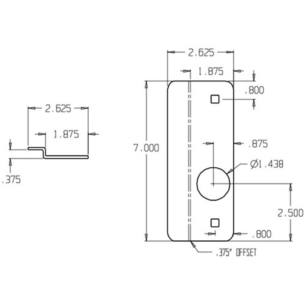 GLP-307-RHR-DU Don Jo Latch Protector Dimensional View