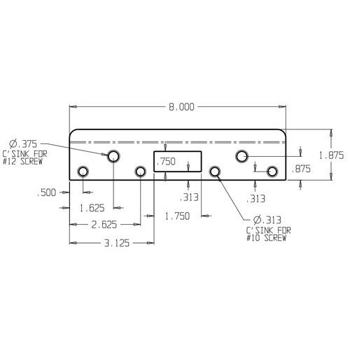 FL-208N-SL Don Jo 8" Security Strike Plate Dimensional View