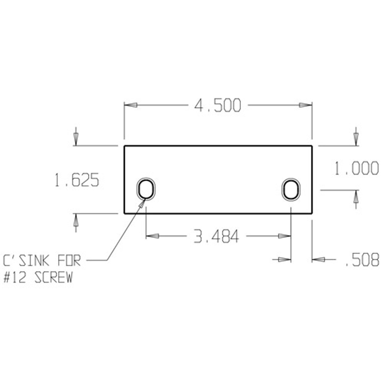 FF-45-PC Don Jo Filler Plate Dimensional View