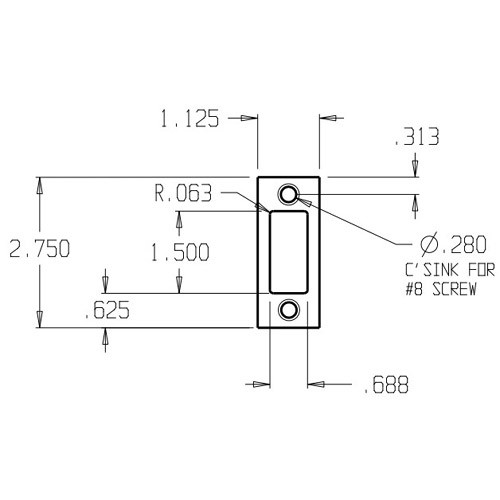 DS-234-605 Don Jo ANSI Strike Dimensional View
