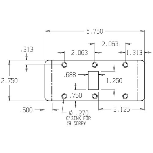 DL-11-630 Don Jo Double Lip Strike Plate Dimensional View