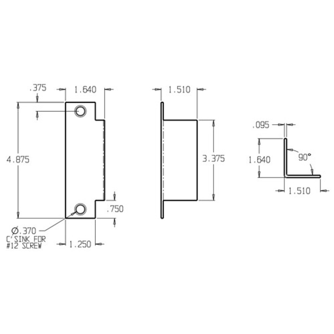 AF-260-SL Don Jo Electric Strike Filler Plate Dimensional View