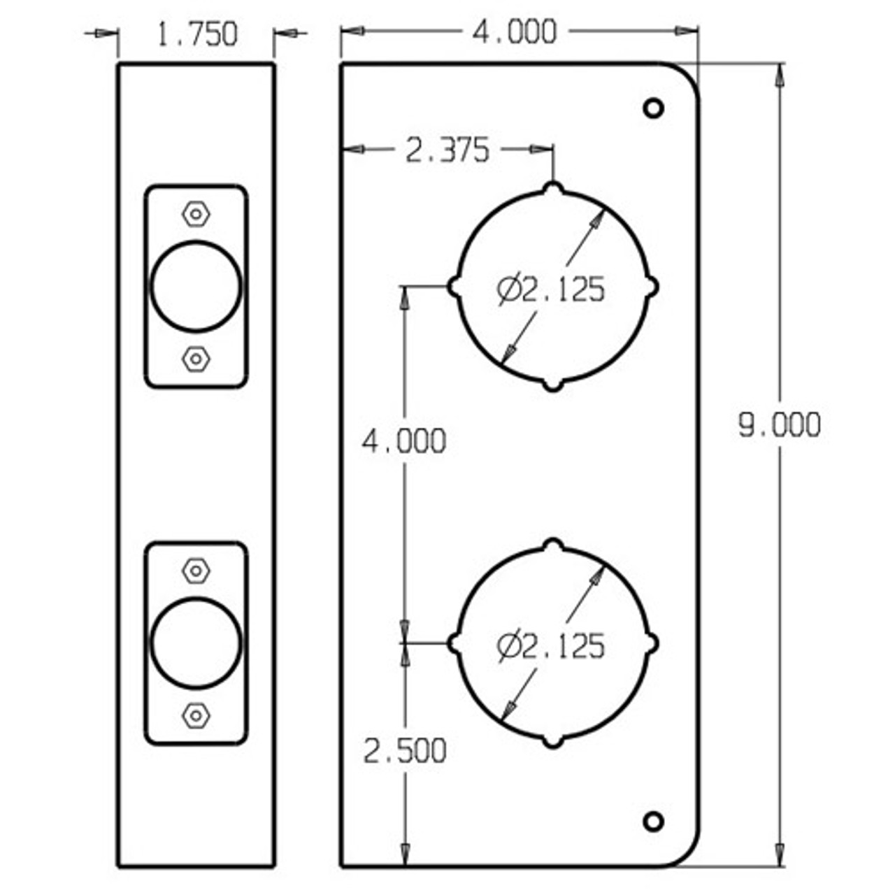 942-S-CW Don Jo Classic Wrap Around Plate Dimensional View