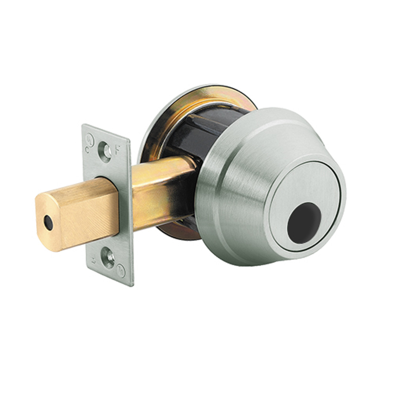 QDB180-619-NOL-DBS-LC Stanley QDB100 Series Single Cylinder Heavy Duty Auxiliary Deadbolt Lock in Satin Nickel Finish