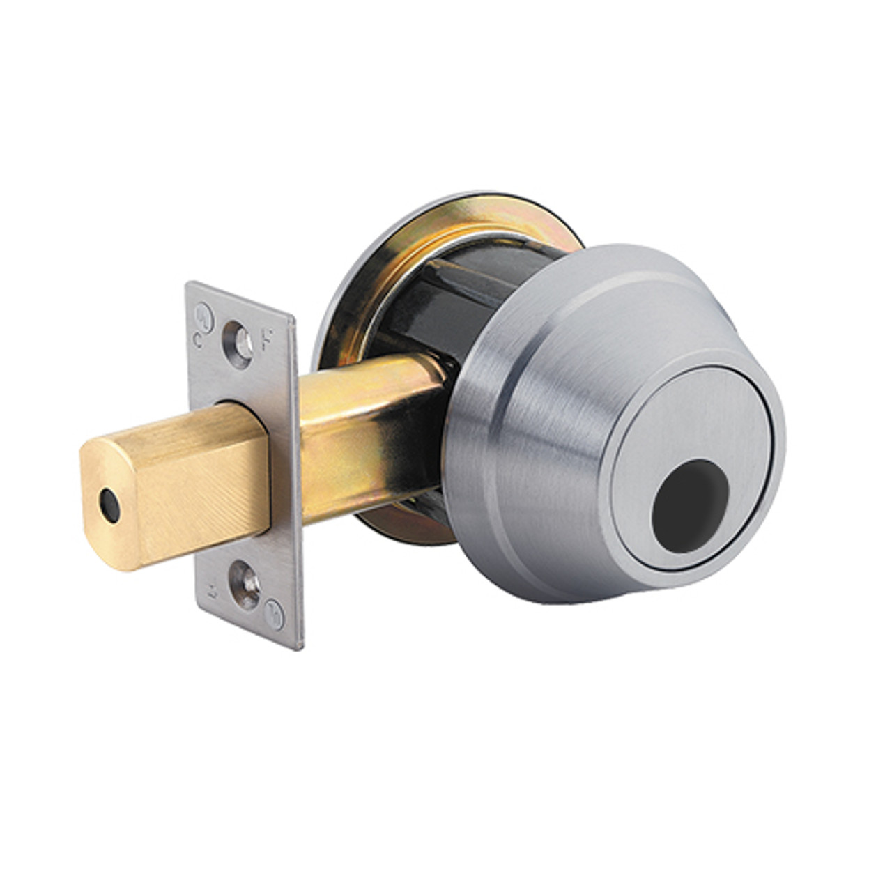 QDB180-626-S4-478S-SC Stanley QDB100 Series Single Cylinder Heavy Duty Auxiliary Deadbolt Lock in Satin Chrome Finish