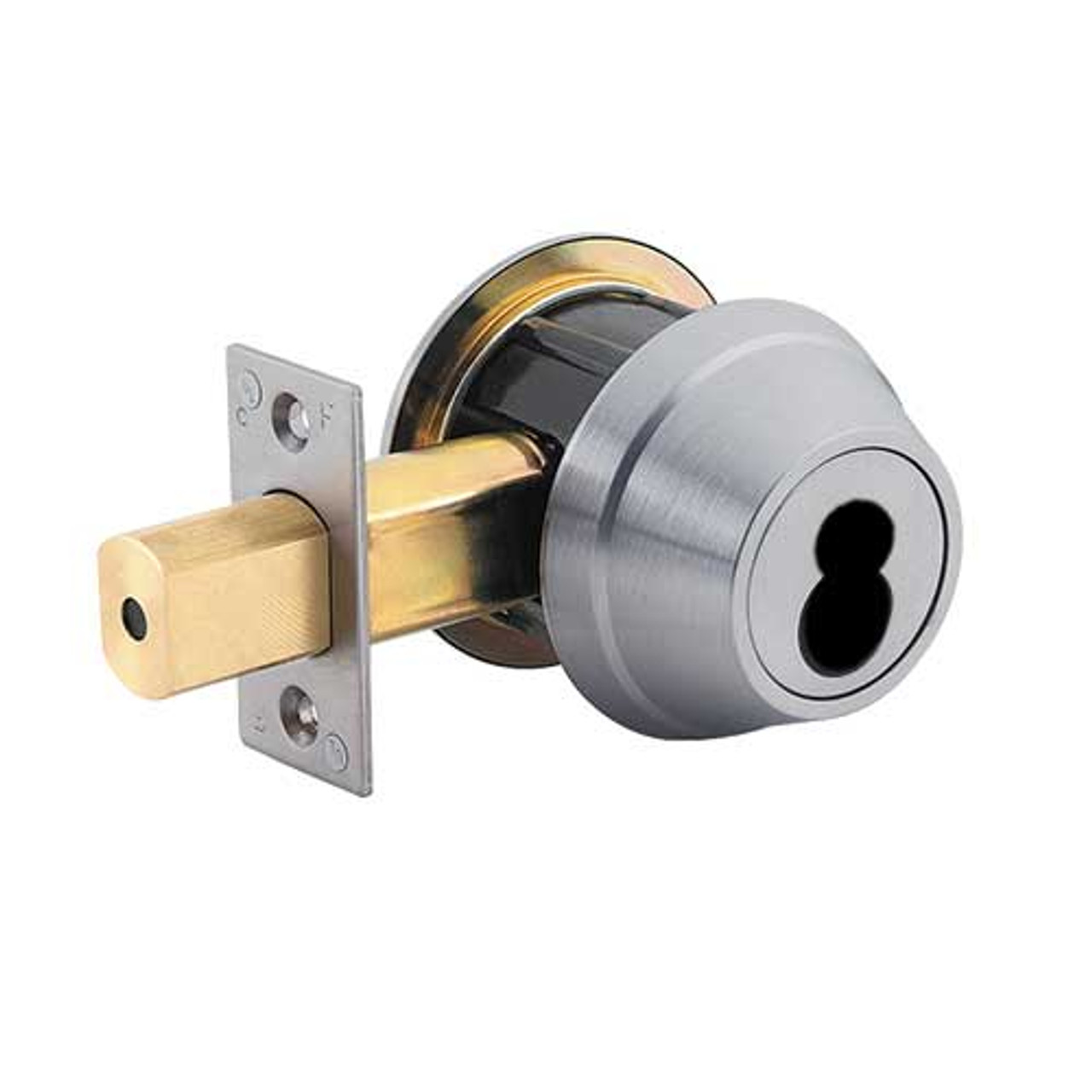 QDB181-626-R8-NOS-LC Stanley QDB100 Series Less Single Cylinder Heavy Duty Auxiliary Deadbolt Lock Prepped for SFIC in Satin Chrome Finish