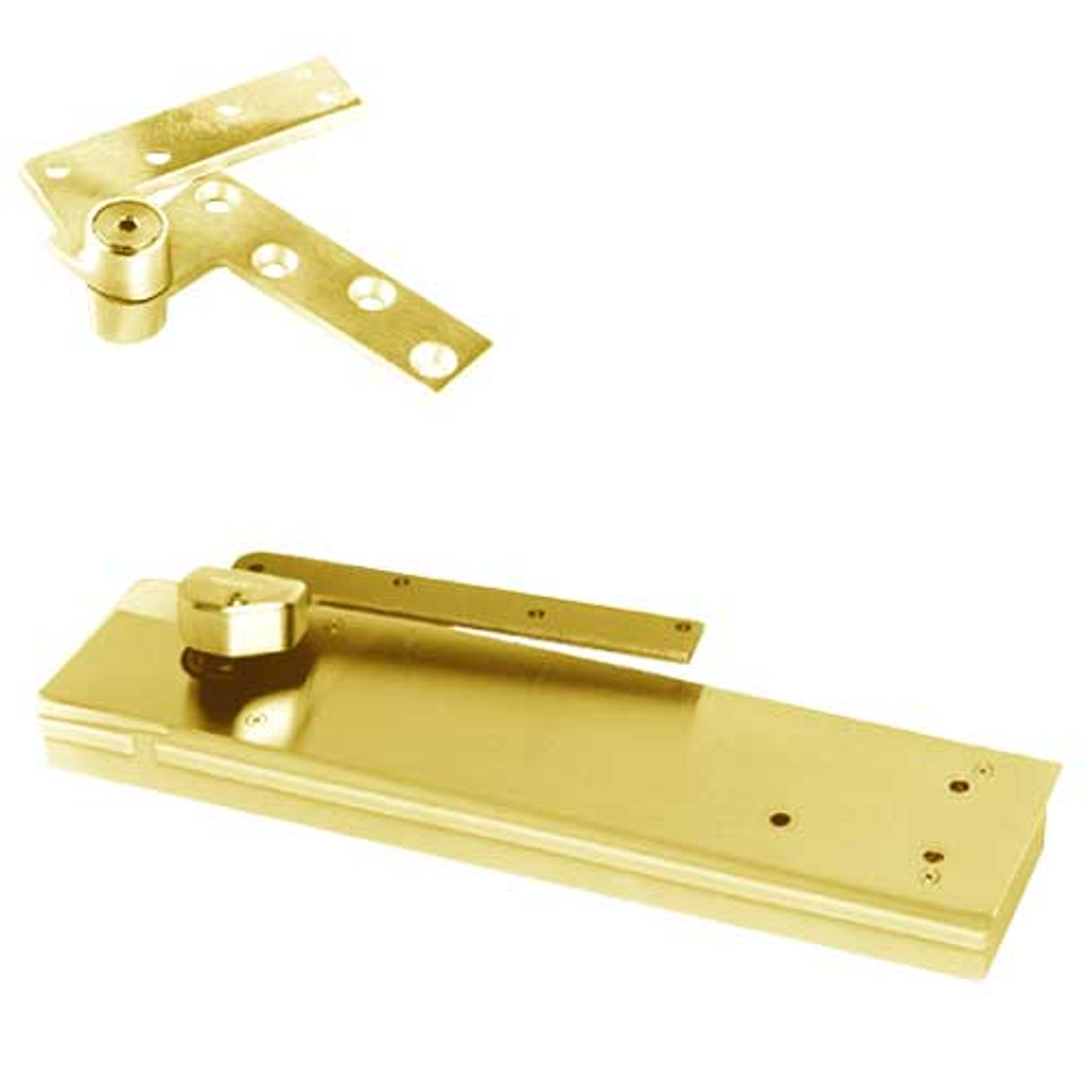 5103NBC-1-1/2OS-LH-605 Rixson 51 Series 1-1/2" Offset Hung Shallow Depth Floor Closers in Bright Brass Finish