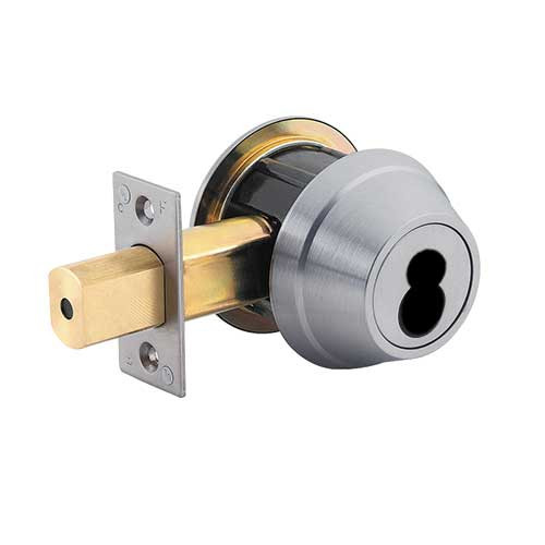 QDB181-626-R4-DBS-BF Stanley QDB100 Series Best "F"  Keyway Single Cylinder Heavy Duty Auxiliary Deadbolt Lock Prepped for SFIC in Satin Chrome Finish