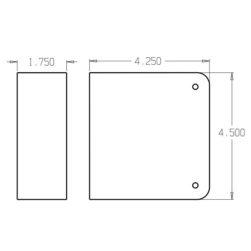 80-AB-CW Don Jo Blank Wrap-Around Plate with Trim Screws Dimensional View