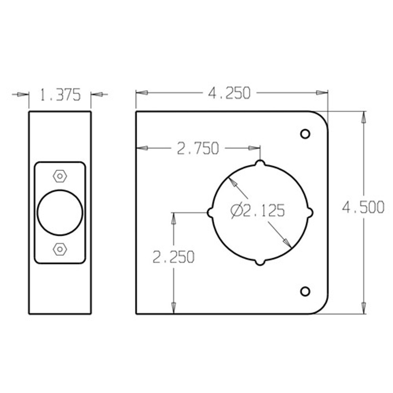 71-BZ-CW Don Jo Classic Wrap Around Plate Dimensional View