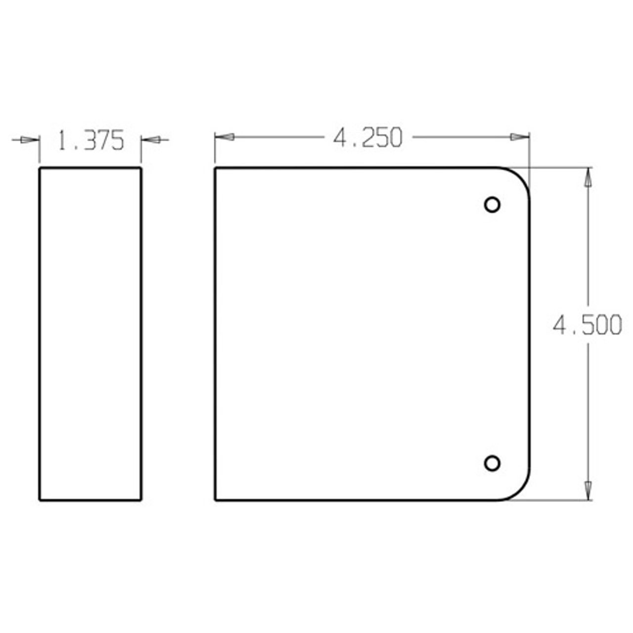 70-PB-CW Don Jo Blank Wrap-Around Plate with Trim Screws Dimensional View