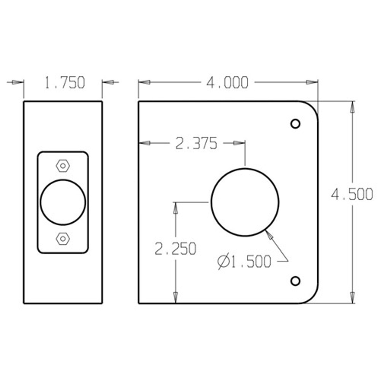 6-PB-CW Don Jo Classic Wrap Around Plate Dimensional View