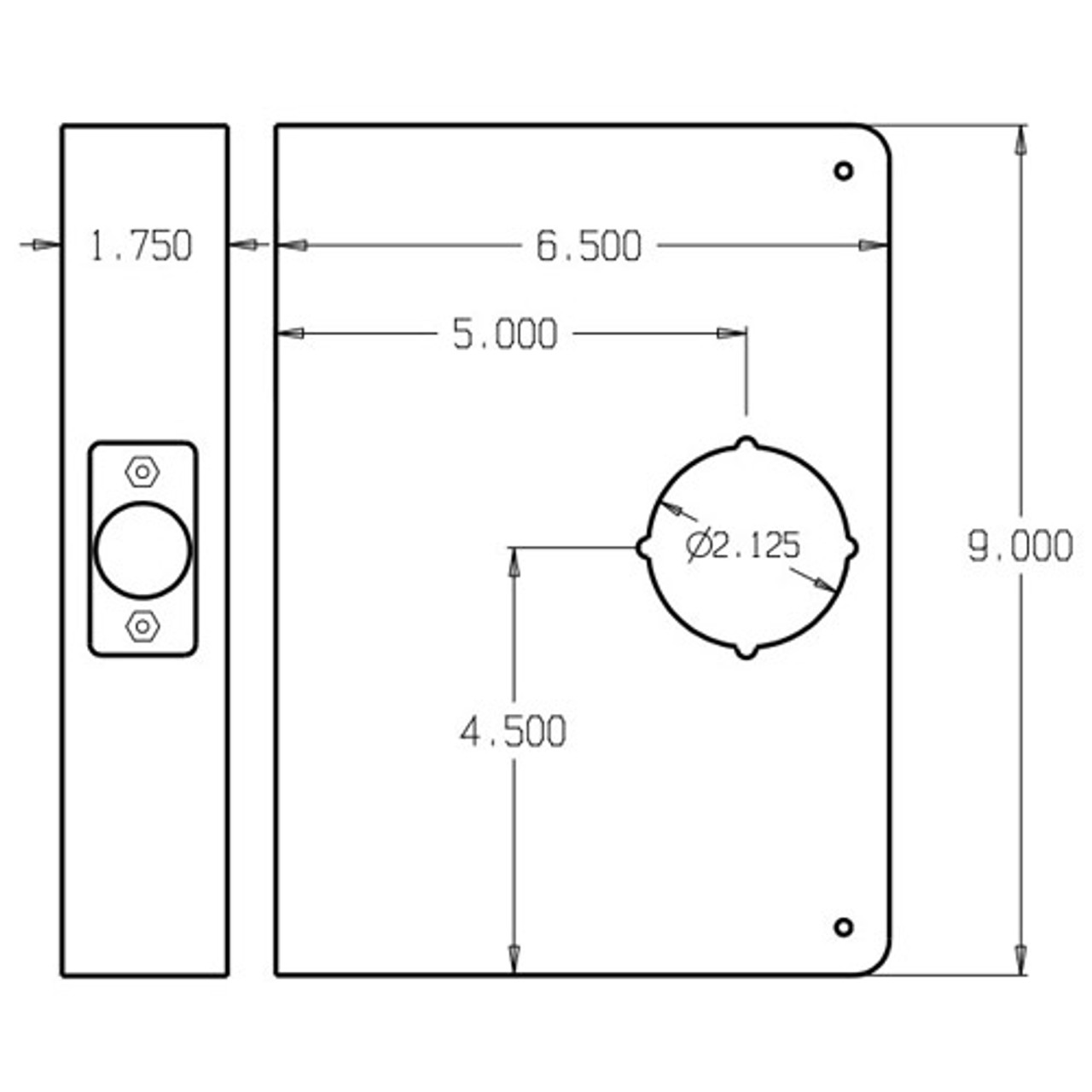 55-BZ-CW Don Jo Wrap-Around Plate Dimensional View