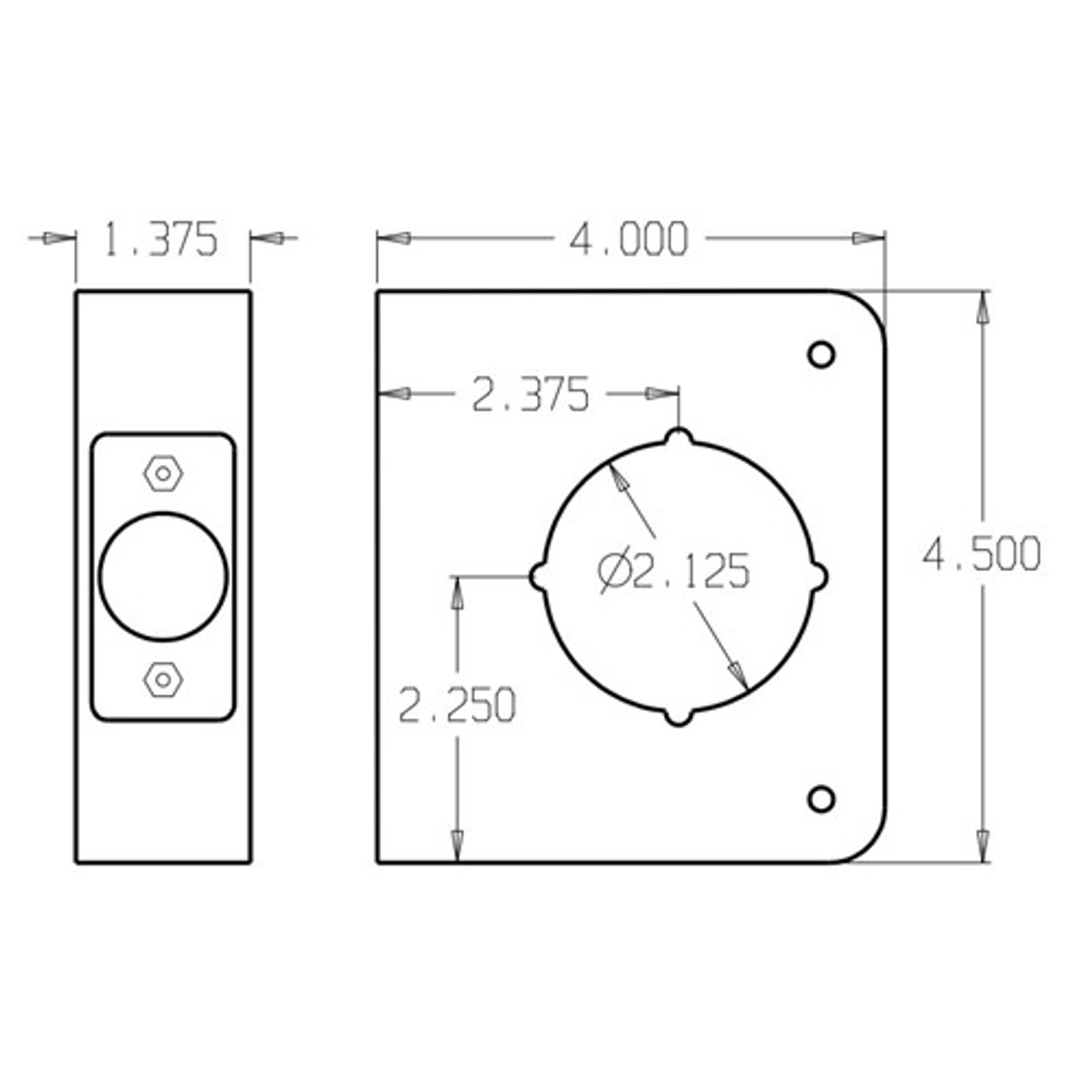 51-BZ-CW Don Jo Classic Wrap Around Plate Dimensional View