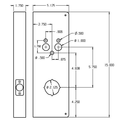 5100-S-CW Don Jo Wrap-Around Plate Dimensional View