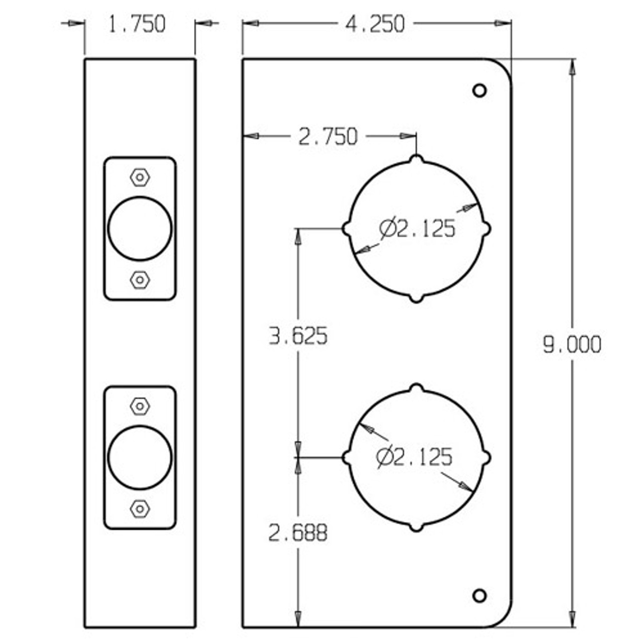 481-AB-CW Don Jo Classic Wrap Around Plate Dimensional View