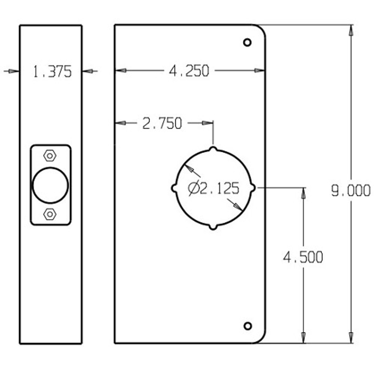 3-S-CW Don Jo Classic Wrap Around Plate Dimensional View