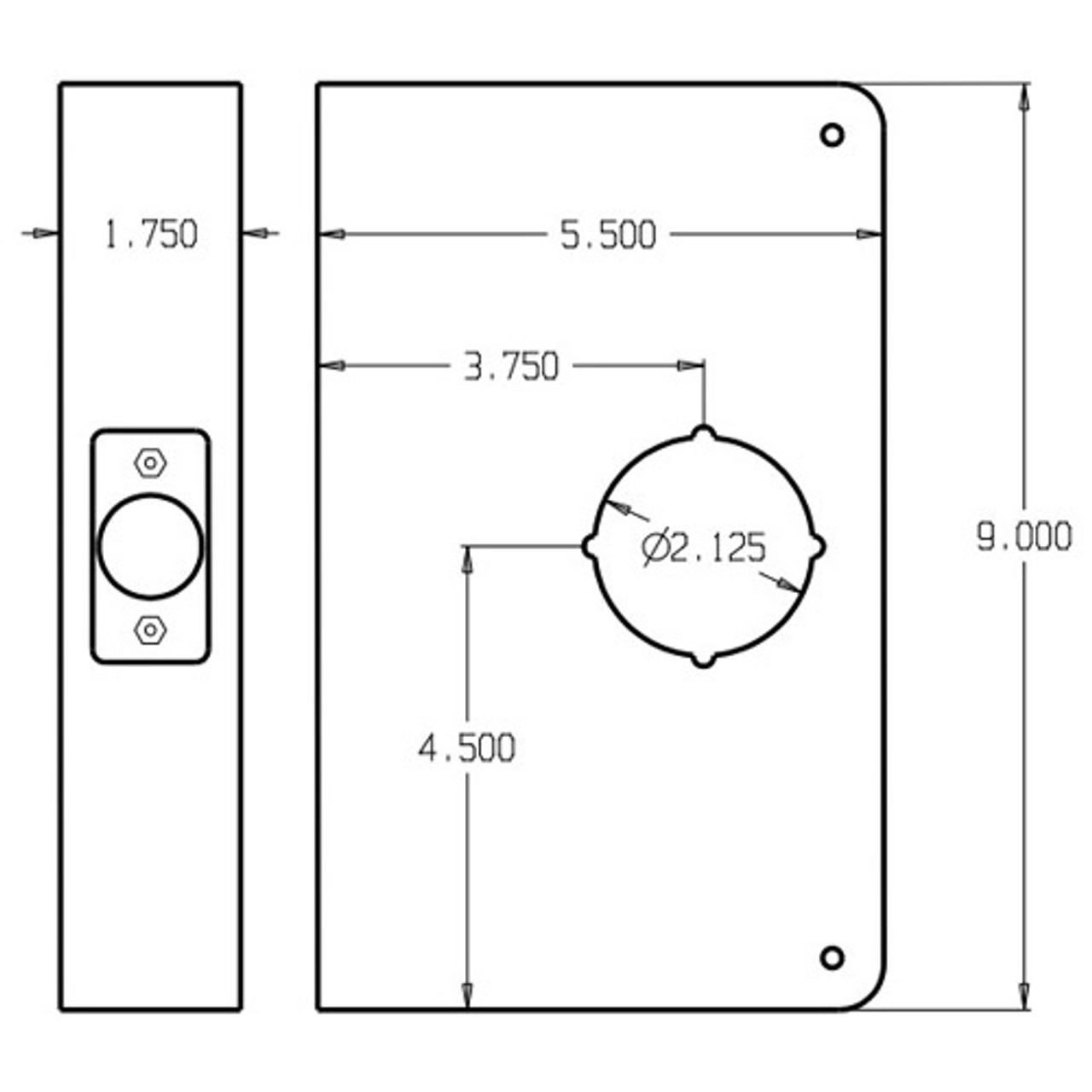 33-BZ-CW Don Jo Wrap-Around Plate Dimensional View