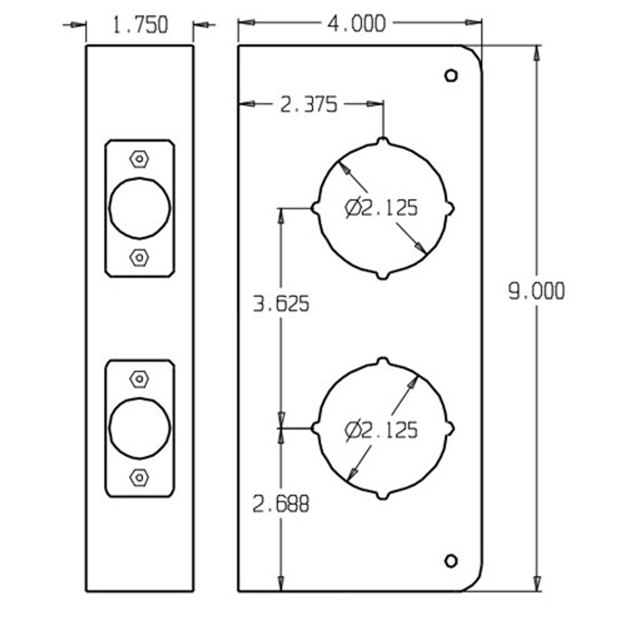 261-PB-CW Don Jo Classic Wrap Around Plate Dimensional View