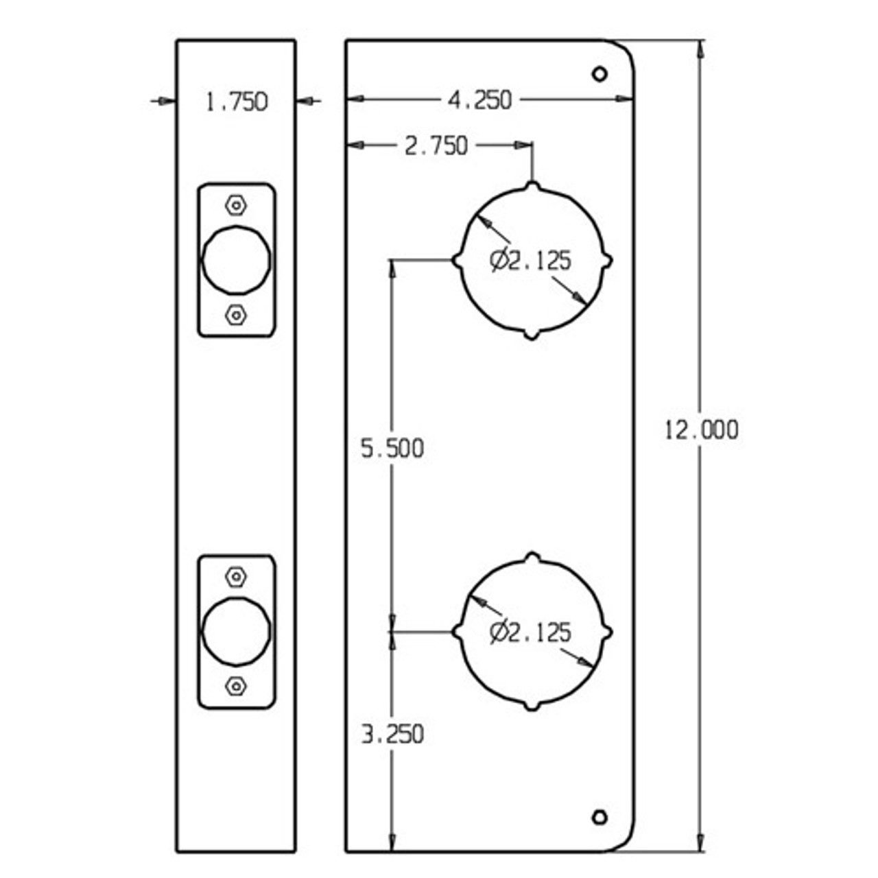 258-AB-CW Don Jo Classic Wrap Around Plate Dimensional View