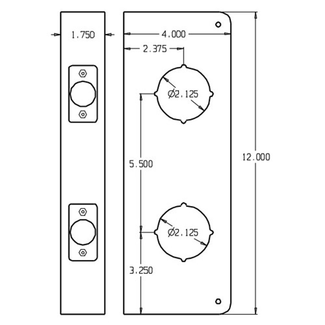 256-10B-CW Don Jo Classic Wrap Around Plate Dimensional View