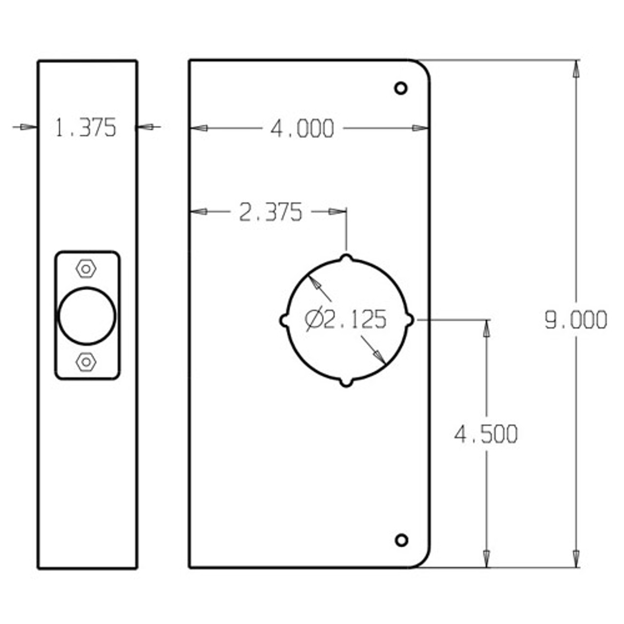 1-S-CW Don Jo Classic Wrap Around Plate Dimensional View