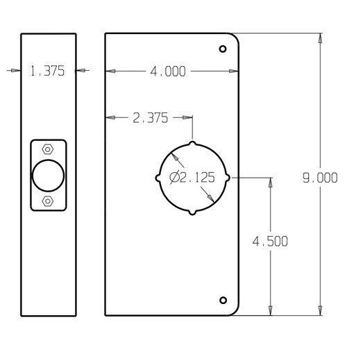 1-AB-CW Don Jo Classic Wrap Around Plate Dimensional View
