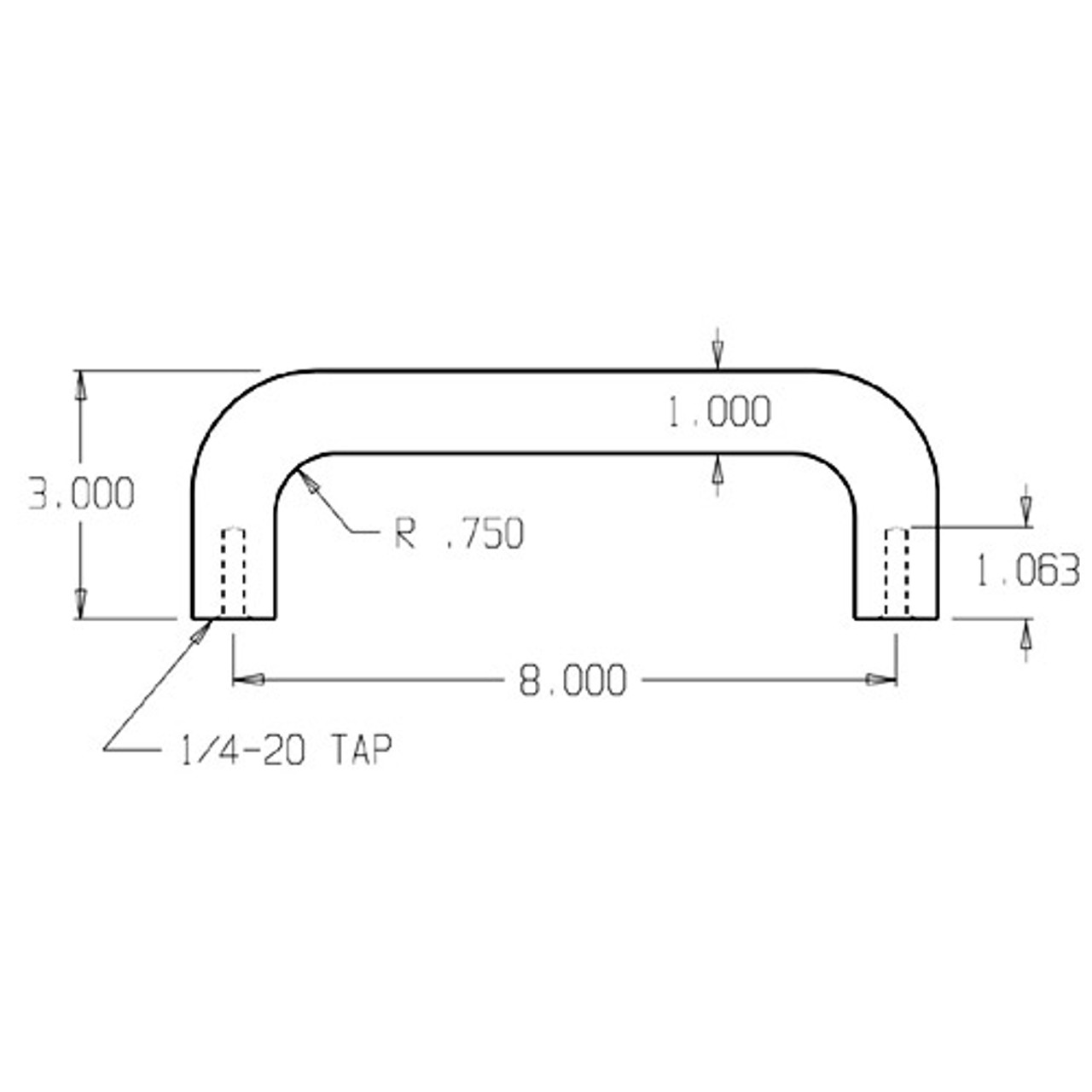 19-605 Don Jo 1" Round Door Pull with 8" center to center length