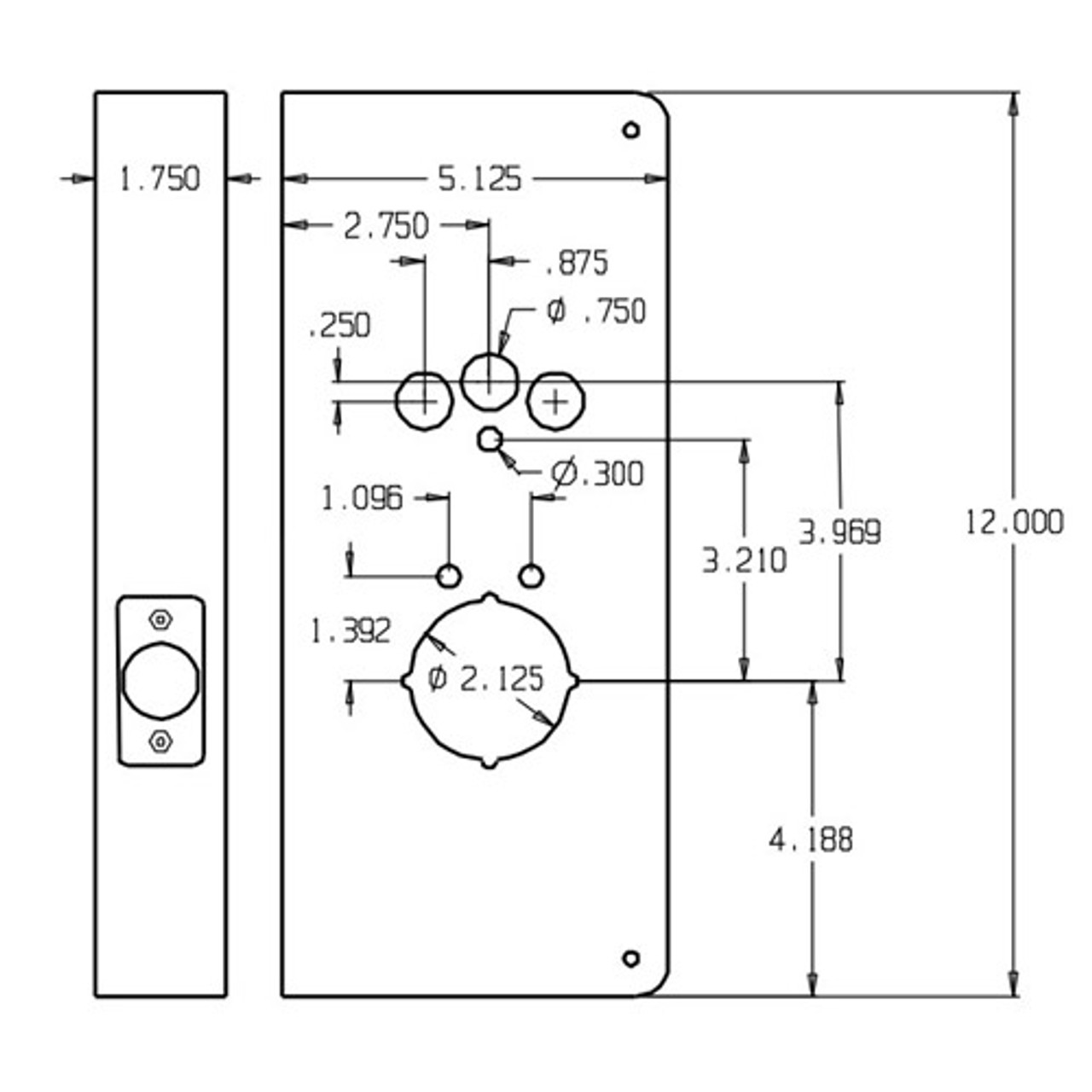 17-PB-CW Don Jo Wrap-Around Plate Dimensional View