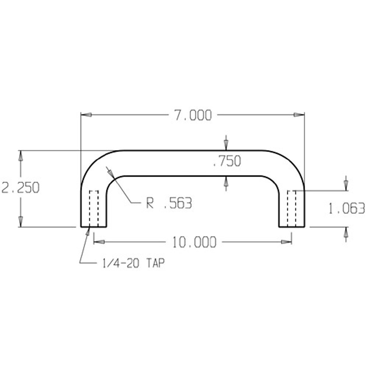 17-630 Don Jo 3/4" Round Door Pull with 10" center to center length