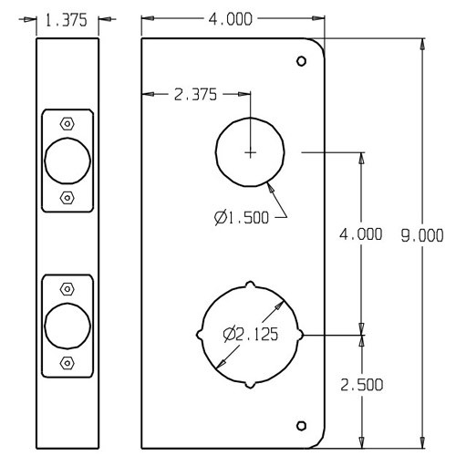 154-PB-CW Don Jo Classic Wrap Around Plate Dimensional View