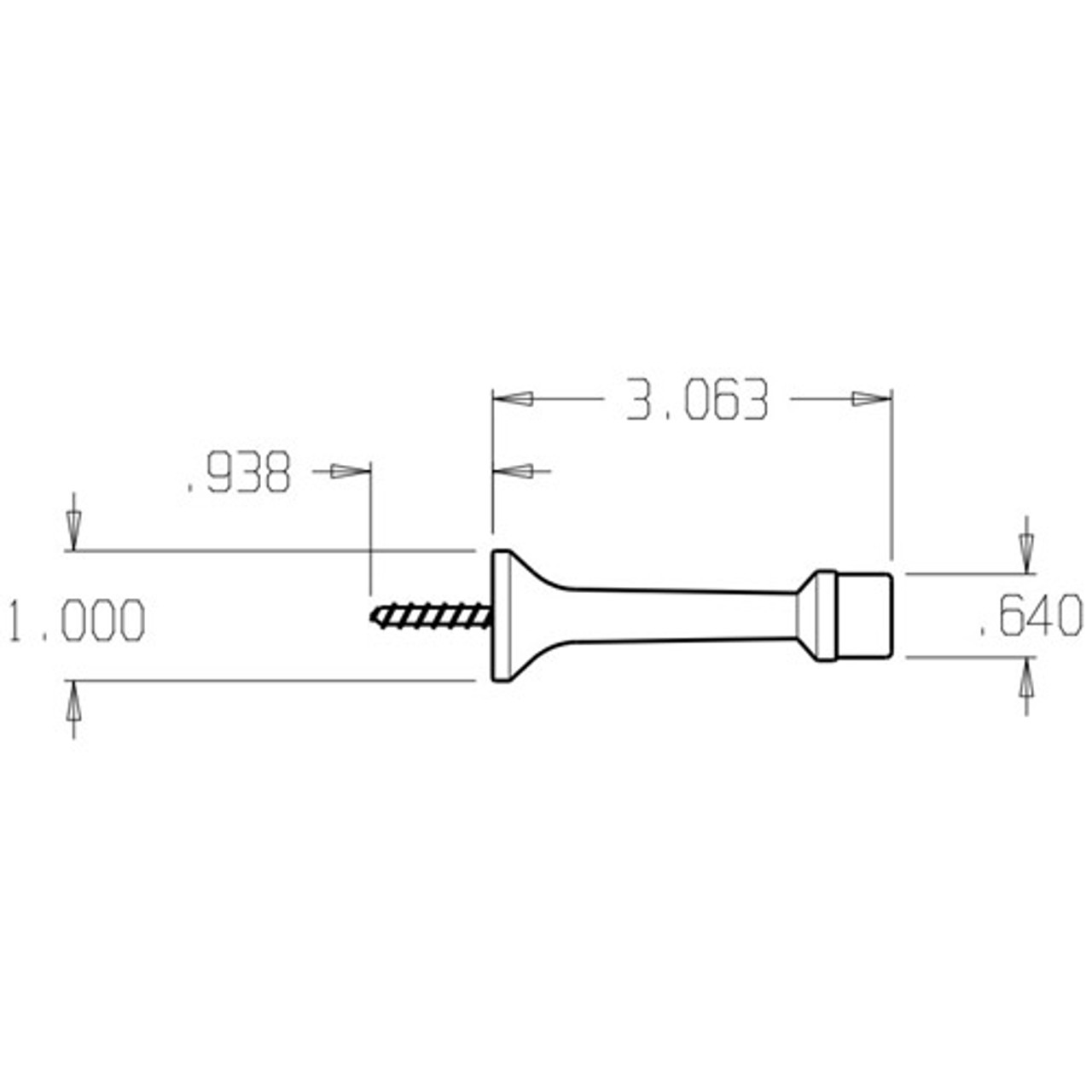 1504-613 Don Jo Rigid Base Stop Dimensional View