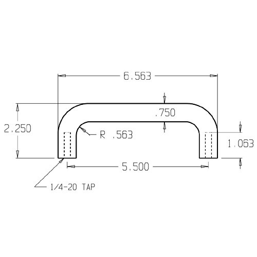 14-605 Don Jo 3/4" Round Door Pull with 5 1/2" center to center length