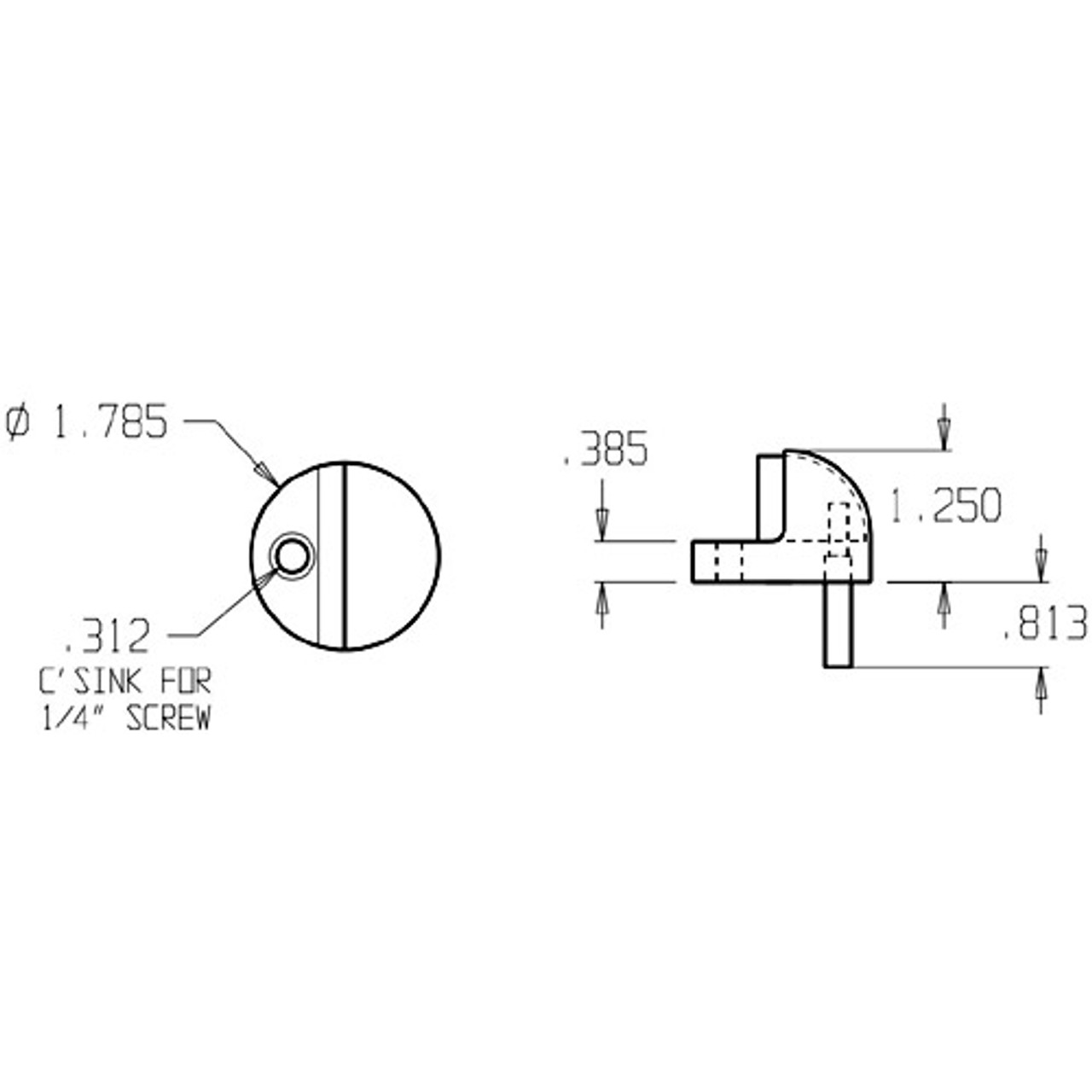 1442-613 Don Jo Floor Stop Dimensional View