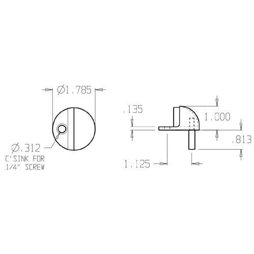 1440-613 Don Jo Floor Stop Dimensional View
