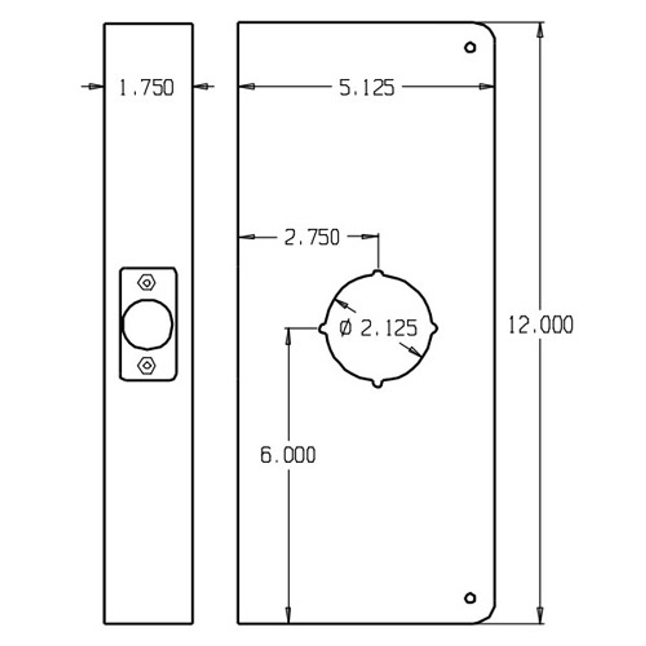 12-S-CW Don Jo Classic Wrap Around Plate Dimensional View