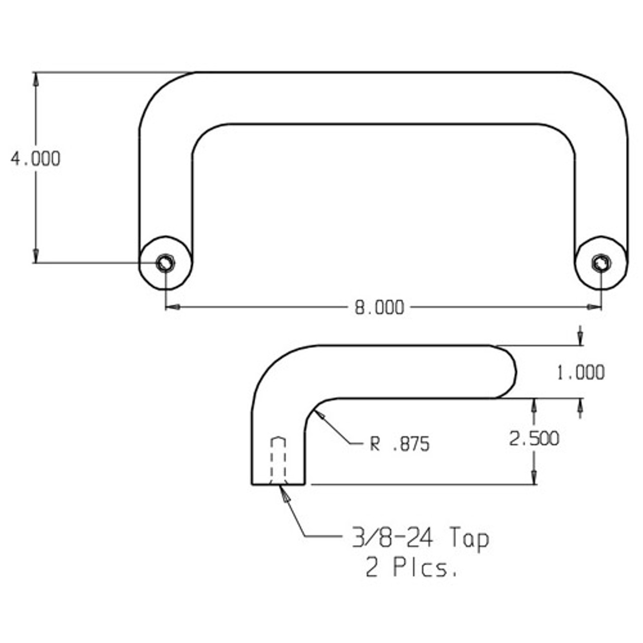 1156-605 Don Jo Offset Door Pull with 8" center to center length