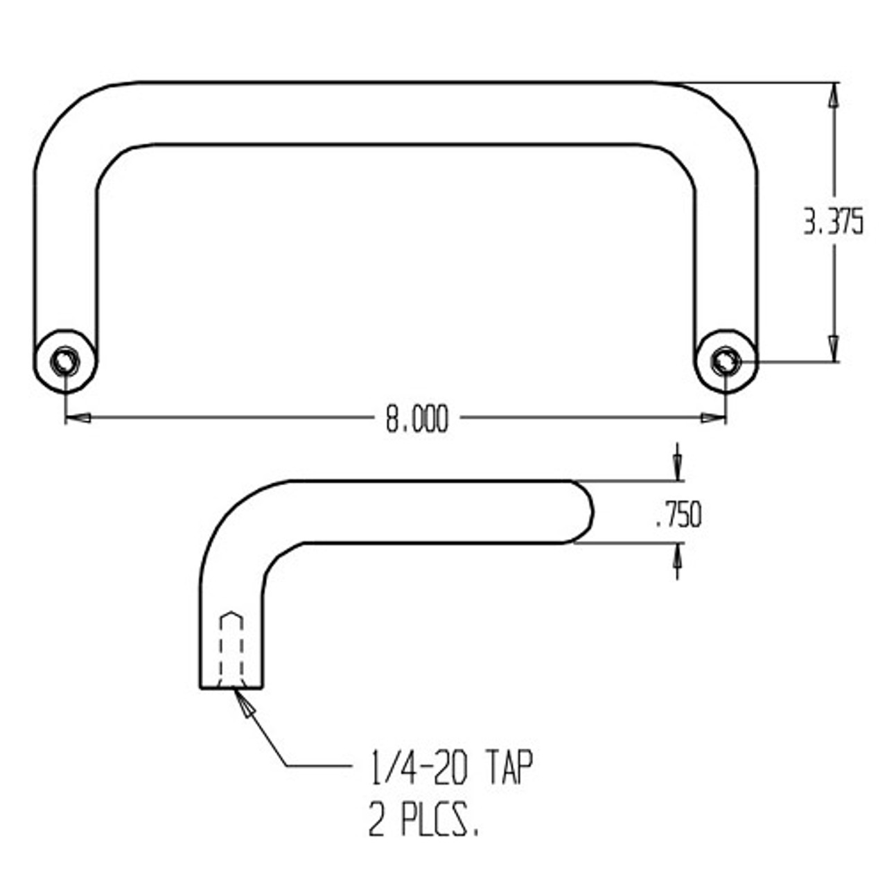 1150-630 Don Jo Offset Door Pull with 8" center to center length