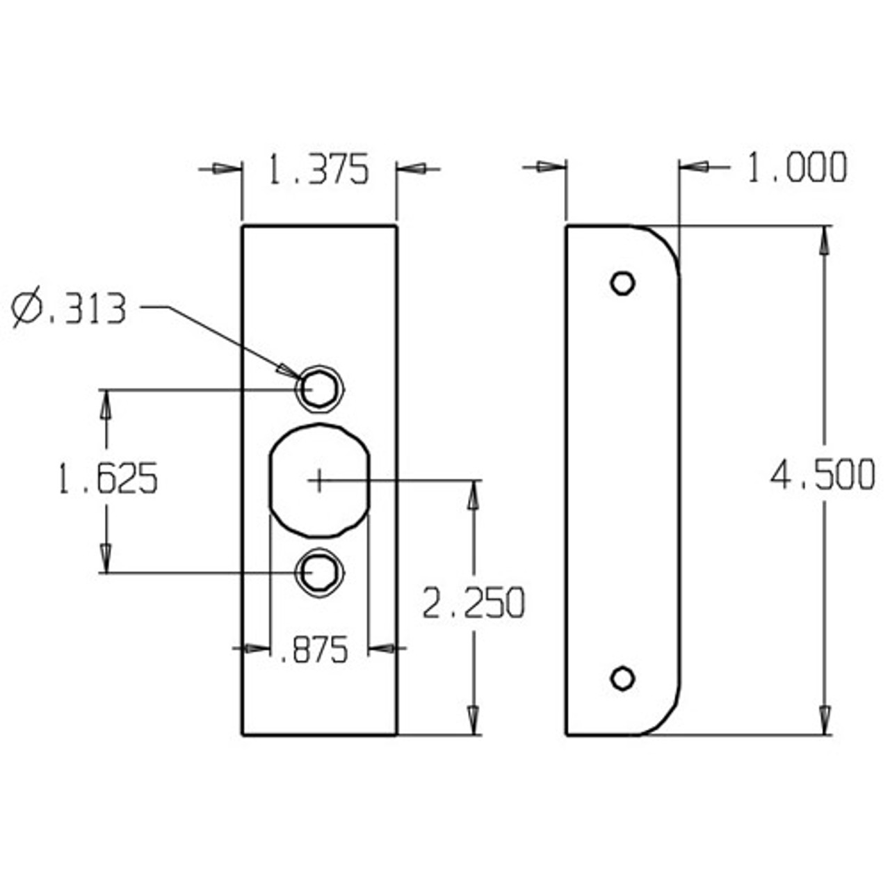 10-S-FE Don Jo Wrap-Around Plate Dimensional View