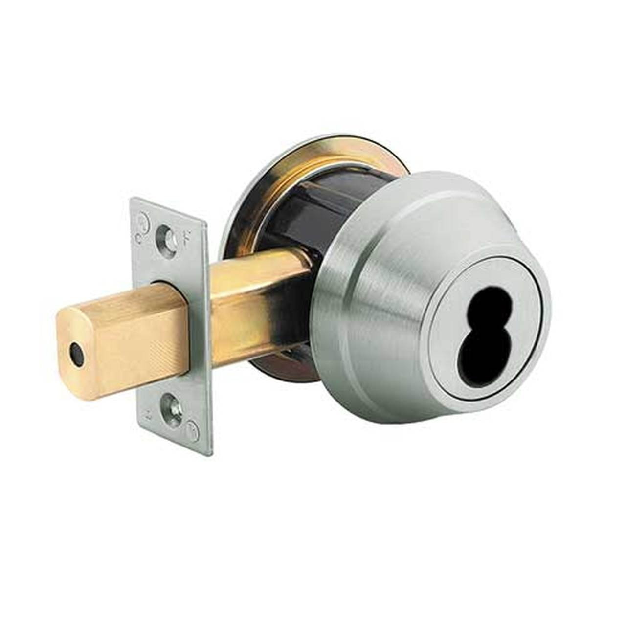 QDB281-619-NS4-NOS-LC Stanley QDB200 Series Single Less Cylinder Standard Duty Auxiliary Deadbolt Lock Prepped for SFIC in Satin Nickel Finish