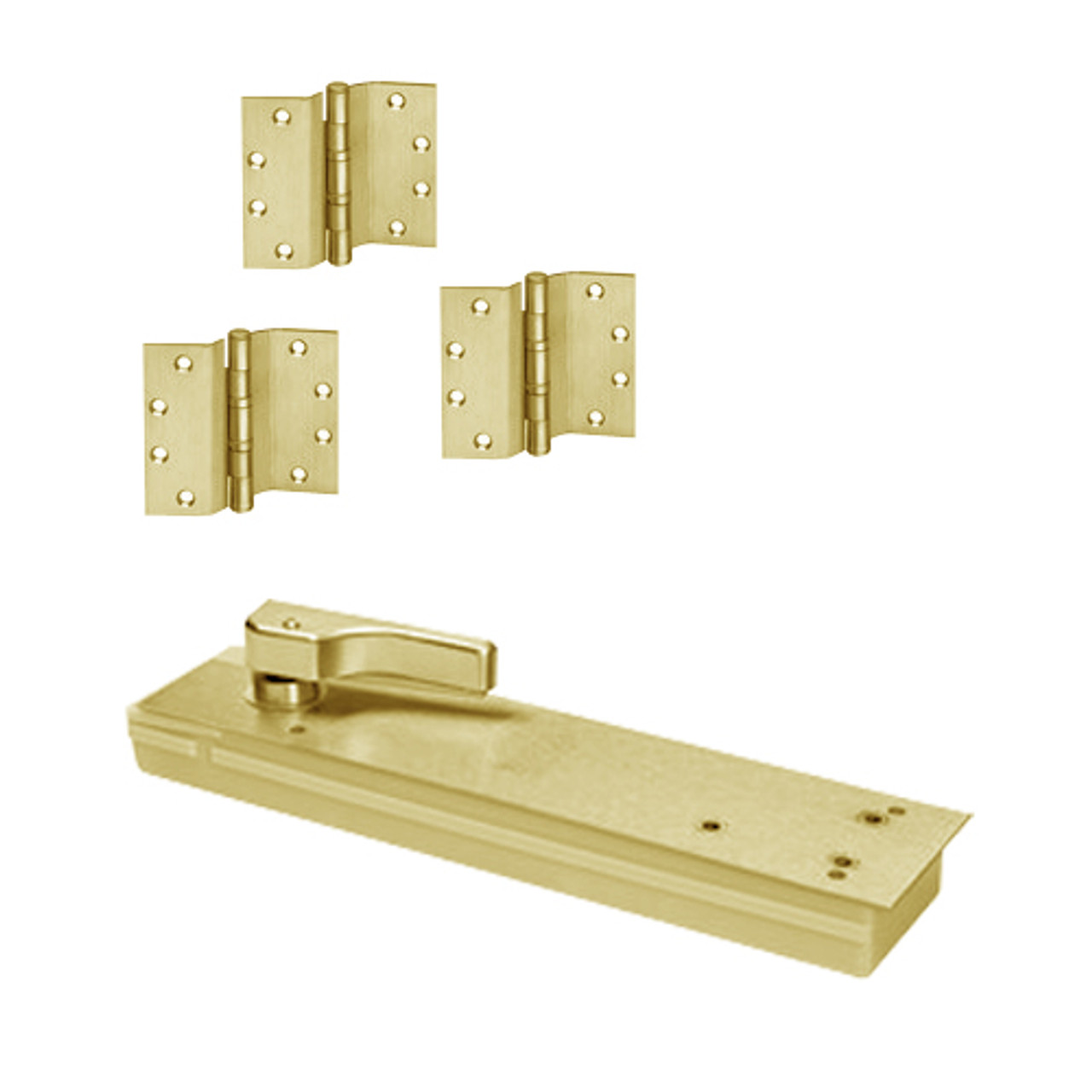 HM5105NBC-LCC-LH-606 Rixson HM51 Series 3/4" Offset Hung Shallow Depth Floor Closers in Satin Brass Finish