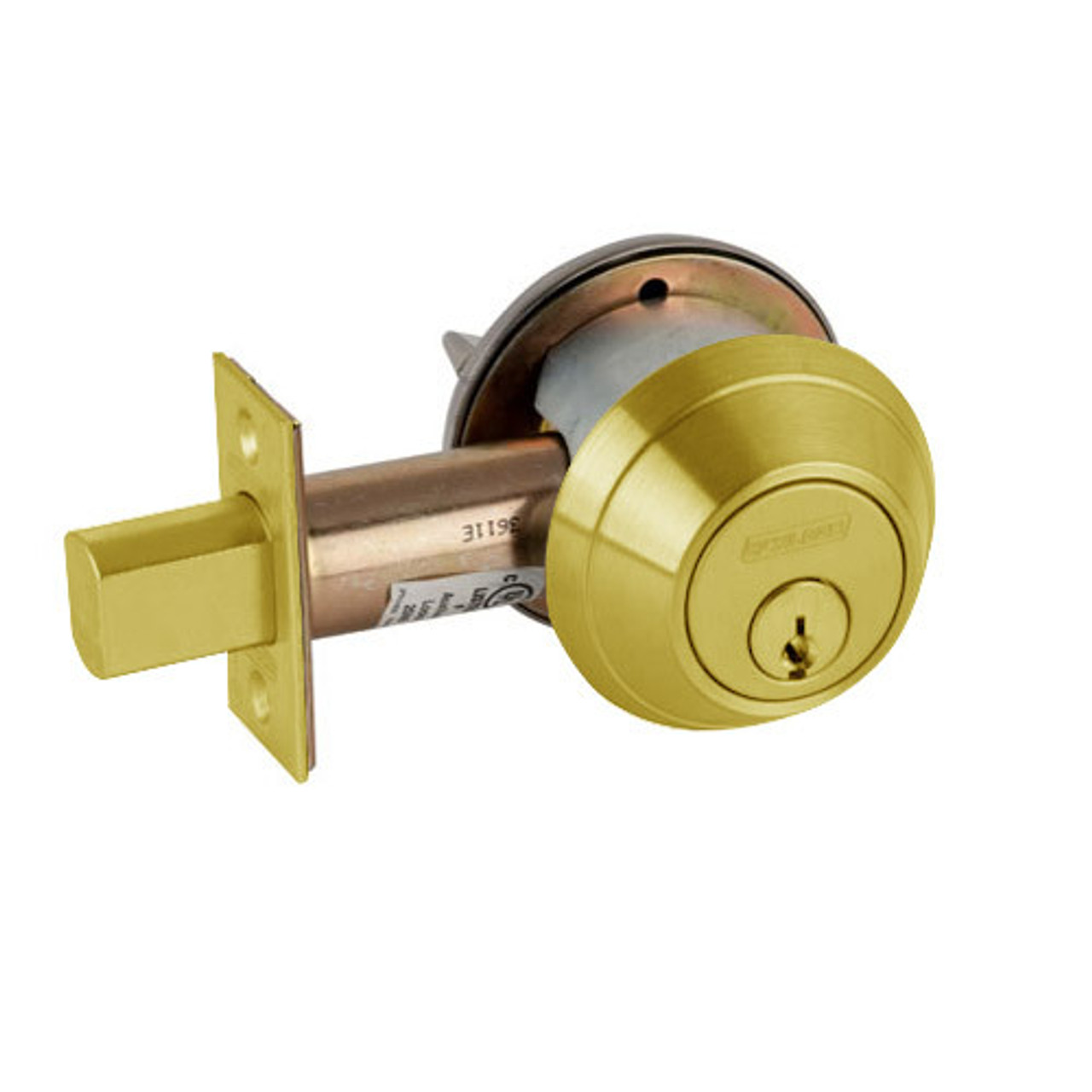 B660P-605 Schlage B600 Tubular DeadBolt Single Cylinder with Inside and  Outside Trim in Bright Brass