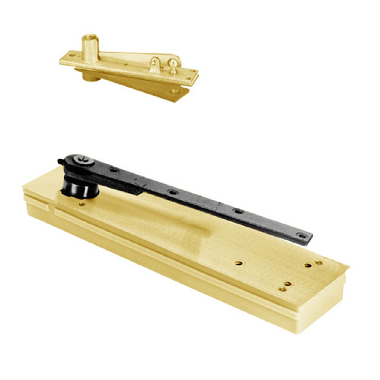 5013ABC90-554-LFP-LTP-RH-605 Rixson 50 Series Single Acting Center Hung Shallow Depth Floor Closers in Bright Brass Finish