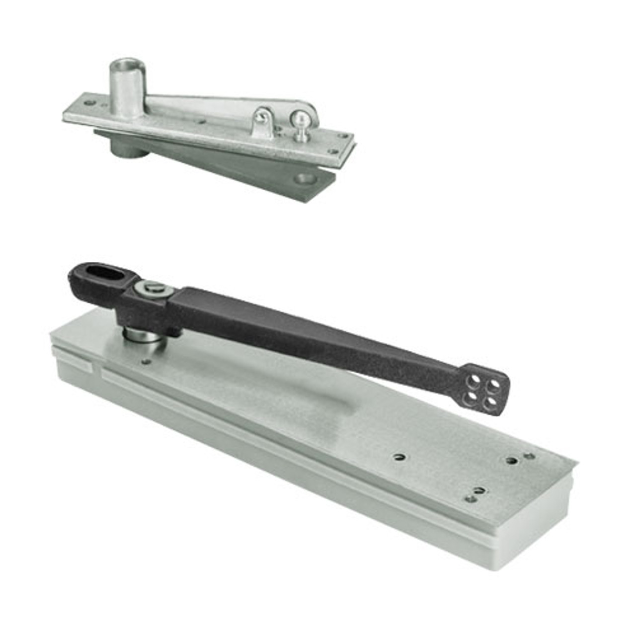 5024ABC105-LTP-LH-618 Rixson 50 Series Double Acting Center Hung Shallow Depth Floor Closers in Bright Nickel Finish