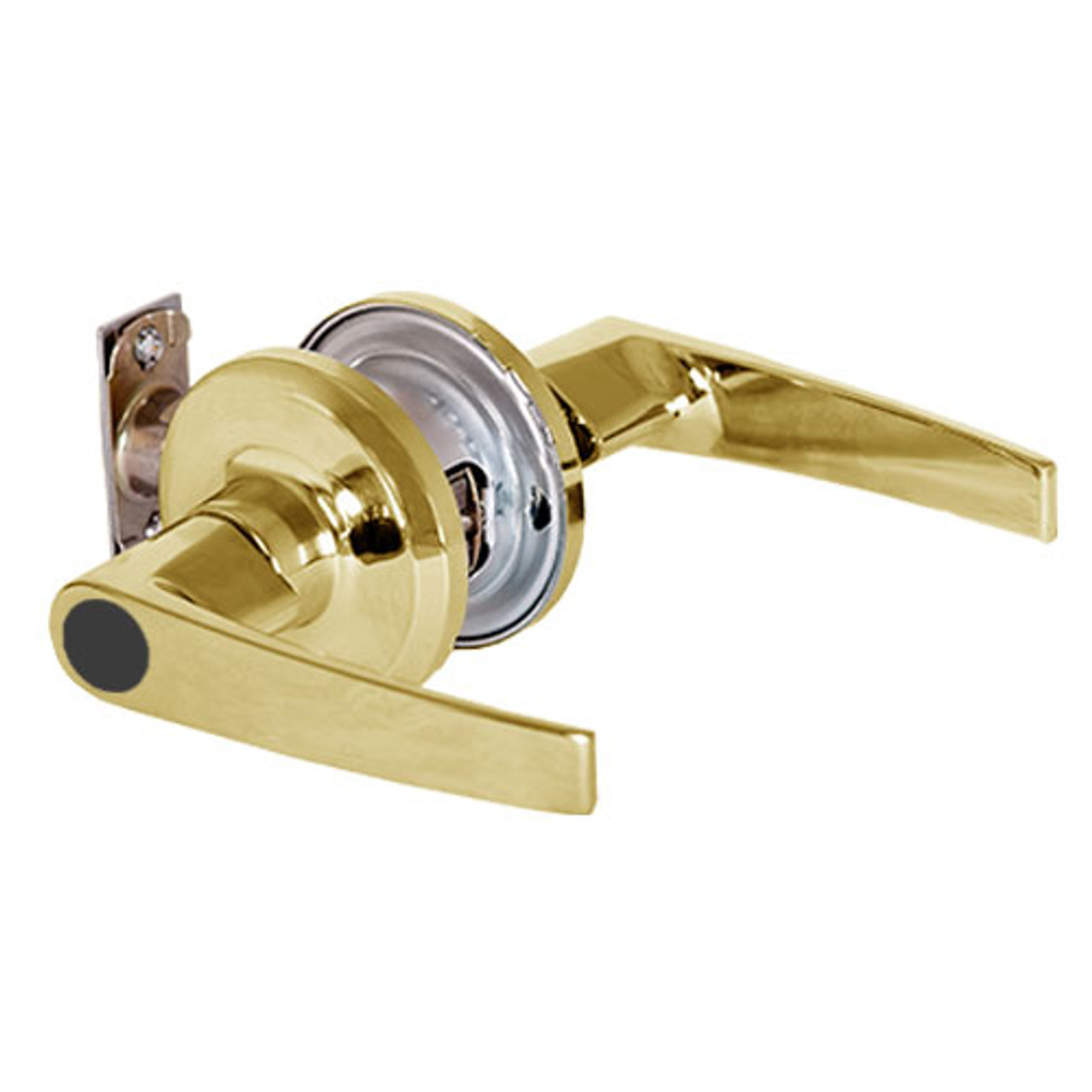 QTL250A605SAFLRLC Stanley QTL200 Series Less Cylinder Entry/Office Tubular Lock with Slate Lever in Bright Brass Finish