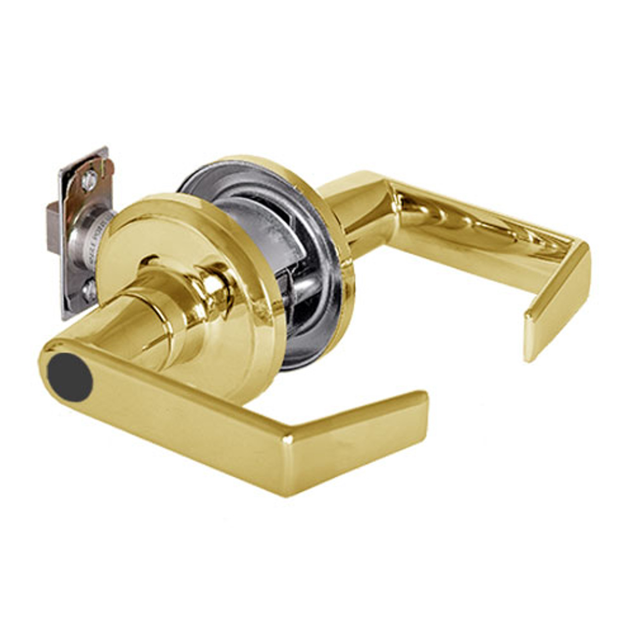 QTL270E605SAFLSLC Stanley QTL200 Series Less Cylinder Storeroom Tubular Lock with Sierra Lever in Bright Brass Finish