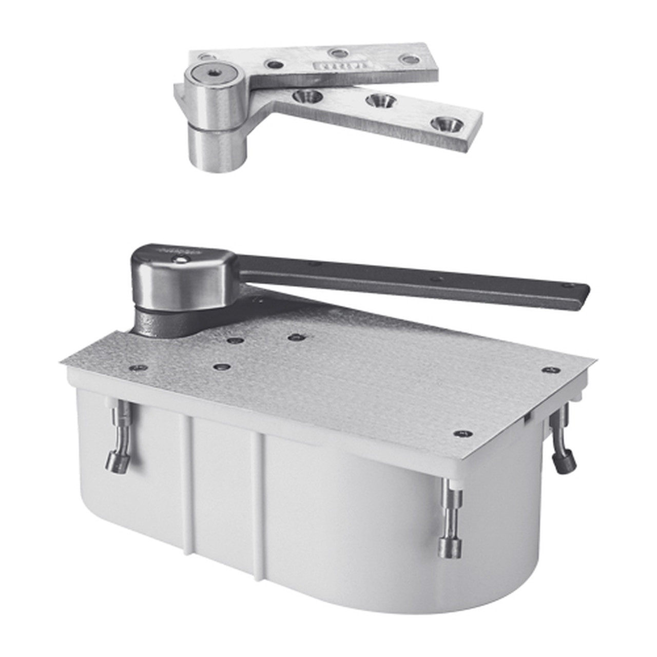 27-105S-1-1-2OS-LFP-LCC-LH-626 Rixson 27 Series Heavy Duty 1-1/2" Offset Hung Floor Closer in Satin Chrome Finish