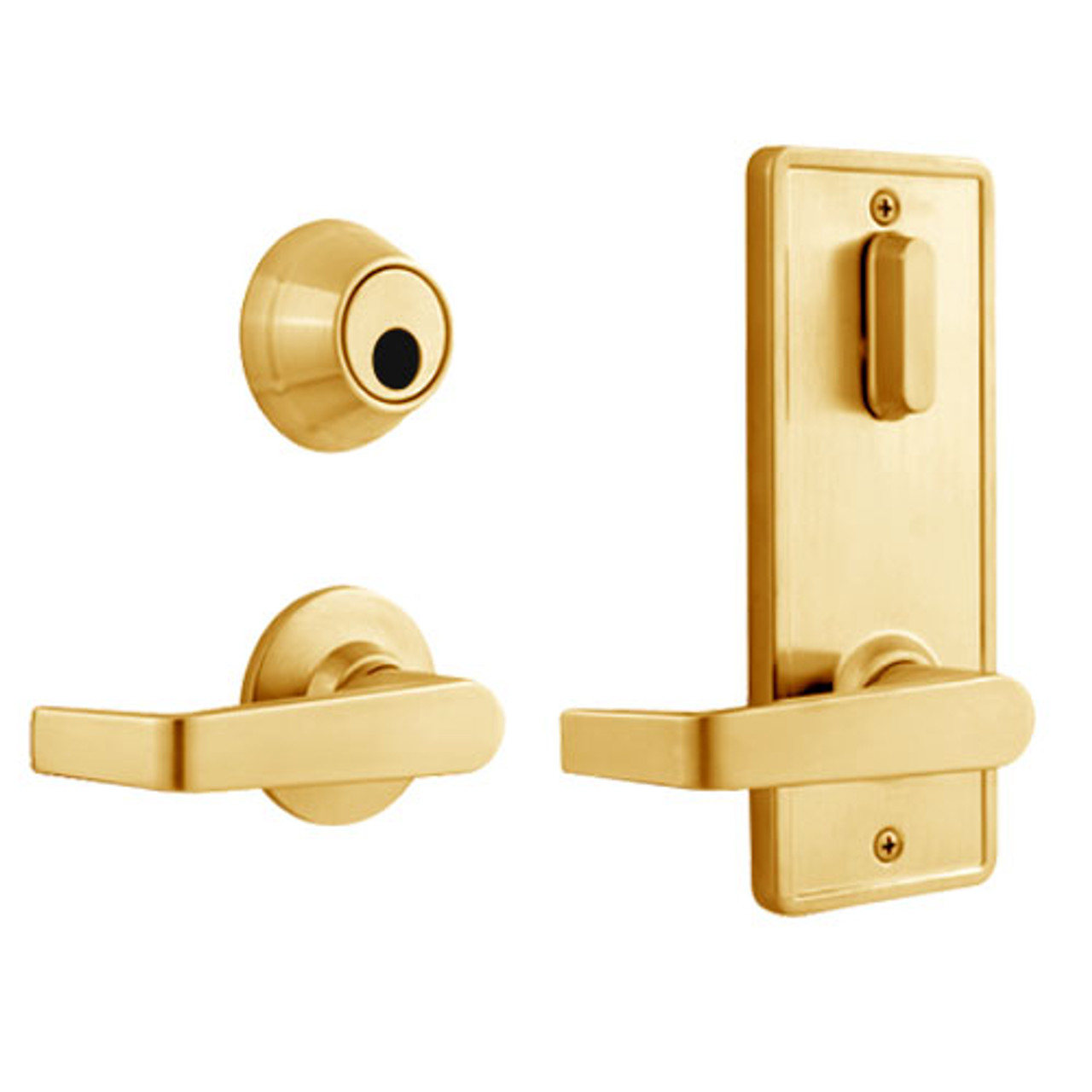 QCI230E605NS4FLSLC Stanley QCI200 Series Standard Duty Interconnected Single Locking with Sierra Lever in Bright Brass Finish